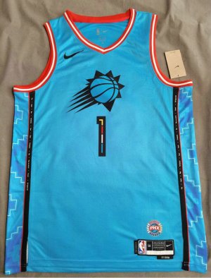 NBA 1 Booker Phoenix Suns 22-23 city Maillot bleu imprimé